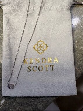 Kendra Scott Silver Necklace with Light Pink Oval Pendant